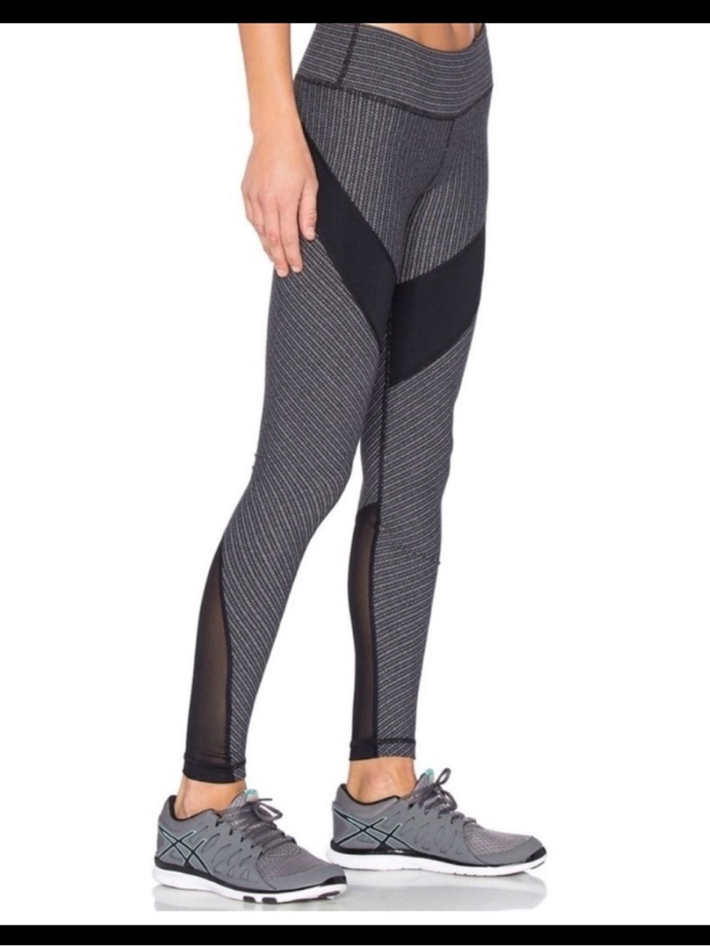 Vimmia Dotty Defy Leggings Size M Black Gray Mesh Panel Athletic Yoga